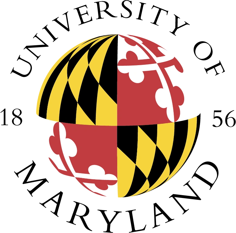 Colorful Maryland flag pattern represented on a globe to symbolize research and academic publishing in Maryland.