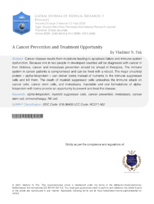 Alt text: Research paper on cancer prevention and treatment from an academic journal.