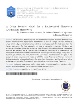 Secure Roblox metaverse with innovative cybersecurity architecture for virtual environments. Perfect for researchers and developers.