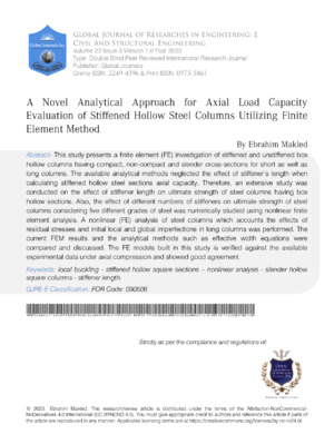 Alt: Analysis of hollow steel columns for axial load capacity using finite element modeling in engineering research.