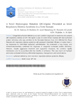 Concentrating on ABCA3 mutation linked to neonatal respiratory distress. Highlights genetic research in respiratory conditions.