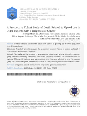 Opioid study on older patients with cancer and death risks, focusing on diagnosis and treatment outcomes for better care.