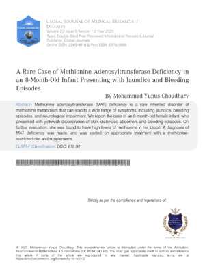 Alt: Academic research on methionine adenosyltransferase deficiency in infants with bleeding episodes.