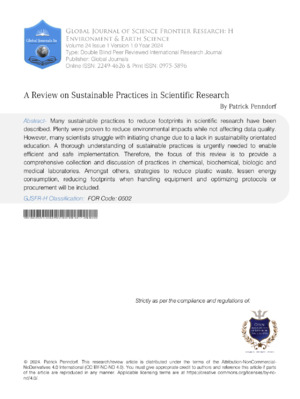 Research on sustainable practices in scientific research.