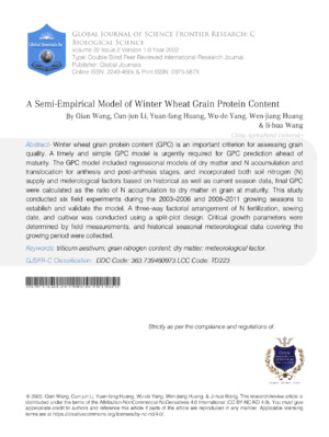 Winter Wheat Grain Protein Content and factors affecting it.