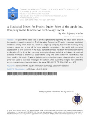 Alt text: Academic research article on Apple Inc. stock price forecast in the IT sector.