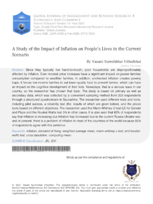 Inflation and its effects on people's lives and economies assessed in current research.