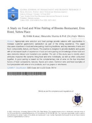 High-quality alt text describing research on food and wine pairing.