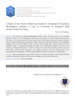 Body text: Study on Factors Influencing Student Learning Acceptance in University.
