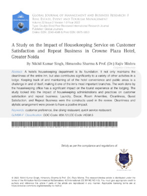 Alt text: Academic research on customer satisfaction and repeat business in the restaurant industry with focus on Crowne Plaza Hotel, Greater Noida.