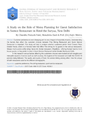 High-quality research on guest satisfaction, menu planning, and restaurant management.