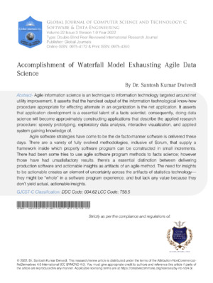 Waterfall model in agile data science.