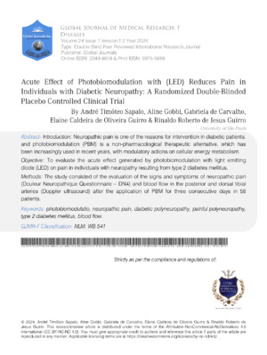 Alt text: LED photobiomodulation reduces pain in diabetic neuropathy patients effectively.