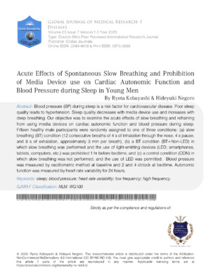 High-quality alt: Study on the effects of slow breathing on blood pressure and sleep in young men.