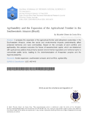 Agriboundary expansion in Brazil's Southwestern Amazon region enhances land use and local conflicts.