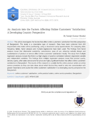 Online customer satisfaction research in Bangladesh, focusing on factors influencing satisfaction levels.