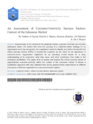 Highly detailed analysis of customer-centric success factors in the Lebanese market.