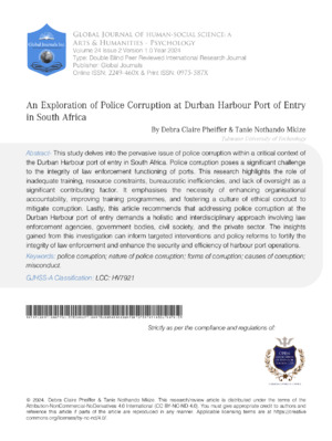 Intriguing study on police bribery and misconduct at Durban Harbour Port of Entry.