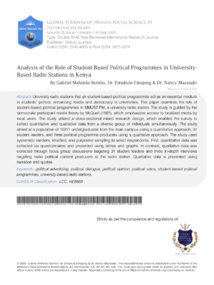 High-resolution analysis of university-based radio stations in Kenya, highlighting their political and social influence.