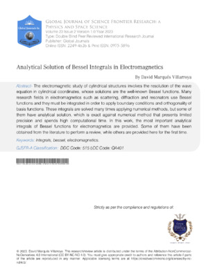 Advanced study on Bessel integrals related to electromagnetic theory and applications.