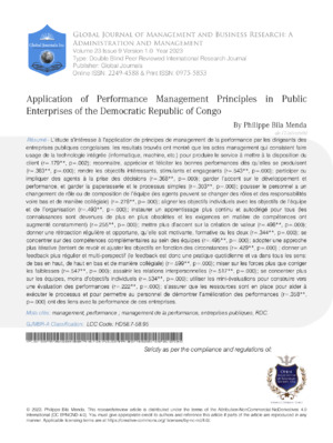 Alt text: Application of performance management principles in Congo's democratic enterprises.