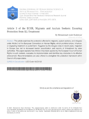 Alt text: Academic journal article on refugee migration, asylum seekers, and resettlement strategies.