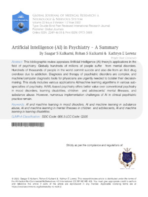 Artificial Intelligence in Psychiatry research article.