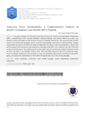 Brazil social welfare program evaluation for sustainability.