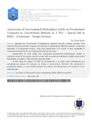 Efficient government procurement and comparison in a PU scale. Focus on engineering, business, and management research.