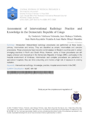 Modern radiology practice and knowledge in the Democratic Republic of Congo.