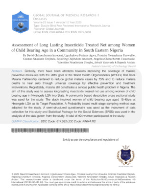 Insecticide resistance in women, children, and communities.