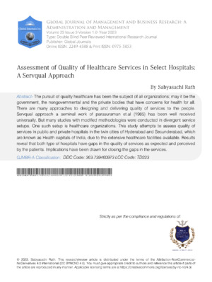 Evidence-based evaluation of hospital service quality.