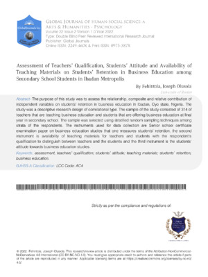 Analysis of teachers' attitude and students' retention in education settings.