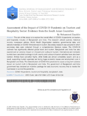Alt text: Study on COVID-19 pandemic effects on tourism and hospitality sectors worldwide.