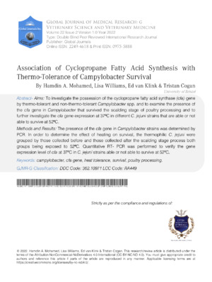 Highly detailed analysis of cyclopropane fatty acid tolerance in veterinary research.