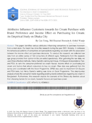 Ice Cream Purchase Influence on Consumer Preference.