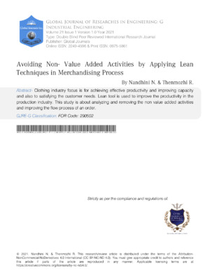 Efficient merchandising through lean techniques for value-added activities in manufacturing.