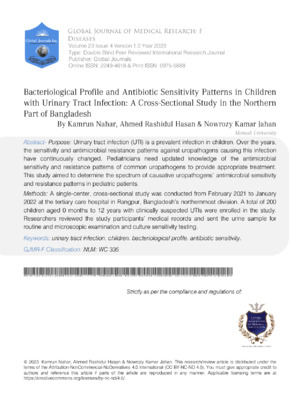 Bacterial and antibiotic patterns in children with urinary infections analyzed in this study.