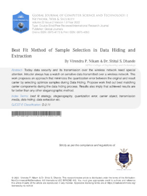 Accurate method for data hiding and extraction in steganography. Ensures secure communication and high data integrity.