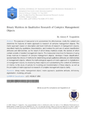 Binary Matrices in Management.