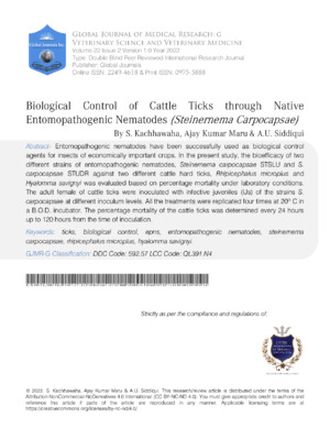 High-quality research on biological control methods for cattle nematodes, focusing on native entomopathogenic nematodes and potassium coprocapsae.