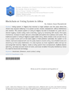 Blockchain voting system in Africa enhances election security and transparency.