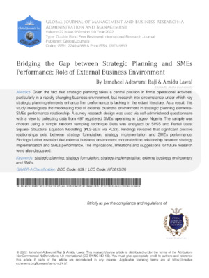 External Business Environment in SMEs.