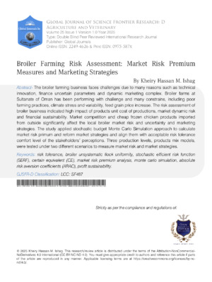 Broiler farming market risk and marketing strategies analysis.