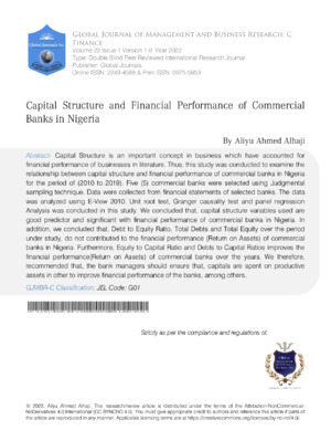 Capital structure research Nigeria banks.