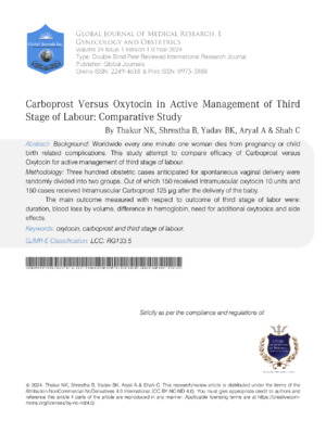 Oxytocin and carboprost comparison for third stage labor management.