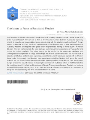 Peace in Russia-Ukraine conflict academic research.