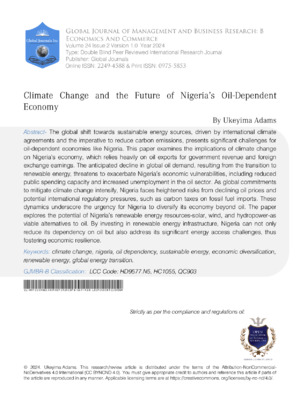 Climate Change and Nigeria’s Oil Economy.