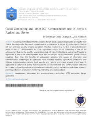 Alt text: Kenya's agricultural sector benefits from cloud computing and ICT advancements.