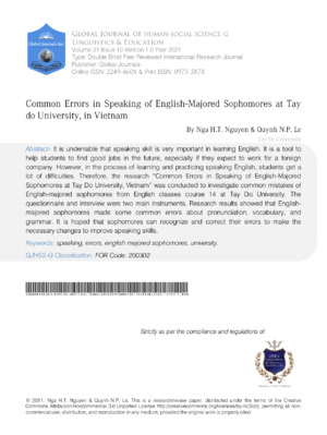 Erroneous English by Majored Students in Vietnam.